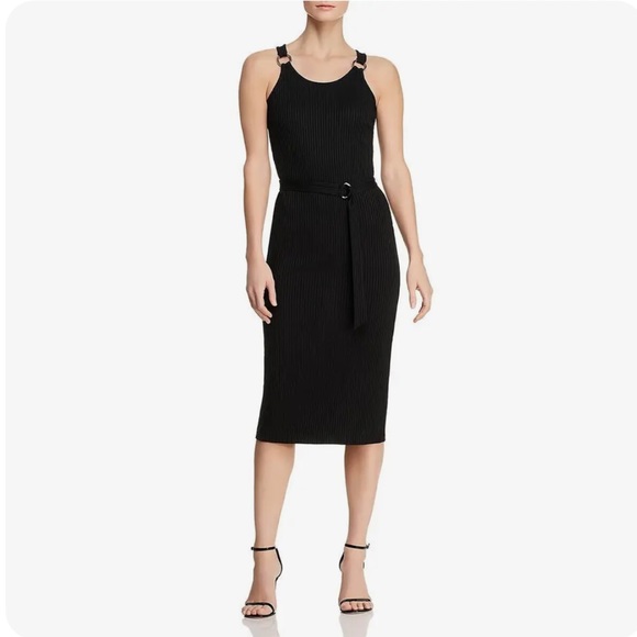 MICHAEL Michael Kors Dresses & Skirts - SOLD Michael Kors Black Midi Knit Bodycon Dress with Belt Small Excellent